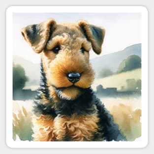 Watercolor Puppies Airedale Terrier - Cute Puppy Sticker